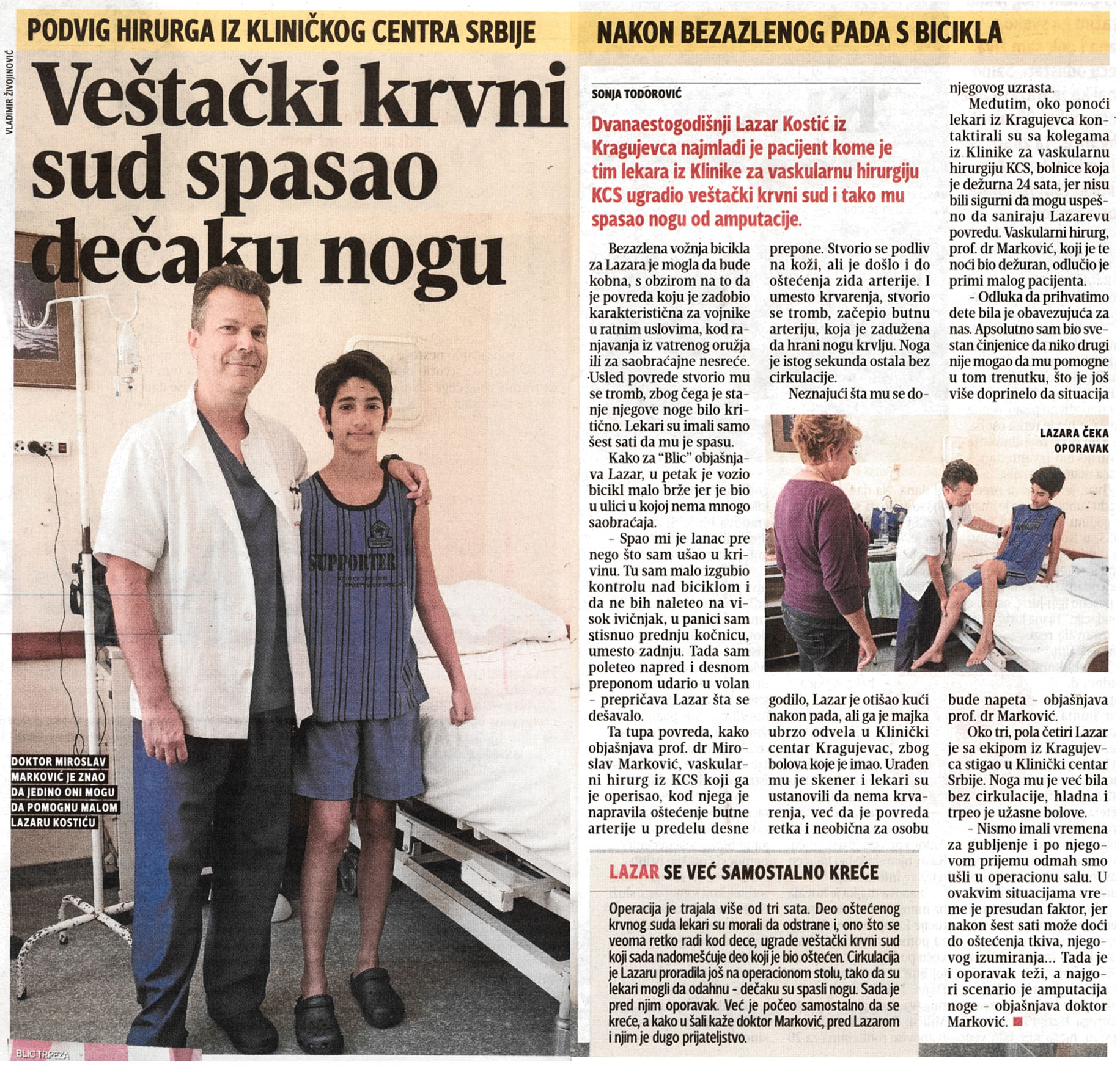 Veštački krvni sud spasao dečaku nogu