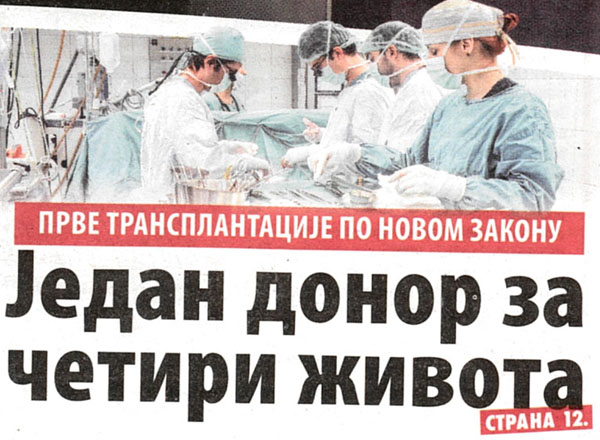 Jedan donor za četiri života